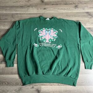 VTG Grandma‎ Sweatshirt Mens 3XL Green Love is Forever Heart Bow Made in USA